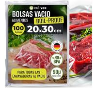 culivac Bolsas Vacio Alimentos - Boilproof, 20x30cm, 100x | Bolsas Envasar al Vacio Alimentos, Bolsas Vacio Comida para Sous Vide, Conservación y Congelación, sin BPA