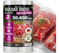 culivac Rollos al Vacio, Rollos de plástico para envasar al vacío Professional de 30 x 600 cm, 2 Rollos (R30600P)