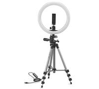 Cullmann 52103 Trípode Alpha 1000 Kit Vlogging BT luz anular LED Disparador | Bluetooth extensión 134 Cabeza 3 vías Carga 1 750 plata