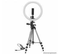 Cullmann 52103 - Trípode Alpha 1000 Kit Vlogging BT con luz anular LED y Disparador Bluetooth (Altura de la extensión 134 cm, con Cabeza de 3 vías, Carga máxima 1 kg, Peso 750 g), Plata