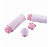 Culnflun 100 Uds. Estuches para magdalenas, estuches para hornear, envoltorios para muffins a prueba de grasa, revestimientos de papel para pasteles, tazas para hornear para fiesta (lunares rosas)