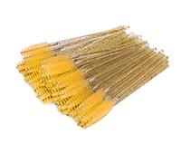 Culnflun 50 piezas de carrete de pestañas para extensiones de pestañas, cepillo de maquillaje de nailon, varitas de cepillo de pestañas, varitas de rímel, pestañas, cejas, cepillo (Amarillo)