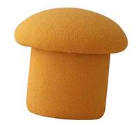 Culnflun Banco de sofá otomano con Forma de Seta, reposapiés cómodo y elástico Simple, Taburete Redondo Suave de Madera de Pino para decoración del hogar Reposapiés para sofá (Yellow)