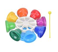 Culnflun Campanas de mano de 8 tonos, juego de juguetes de instrumentos musicales para niños de color arcoíris con mazos de plástico para educación temprana, aprendizaje musical y