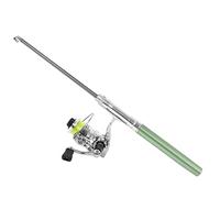 Culnflun - Combo de caña de pescar y carrete en forma de bolígrafo mini, portátil, retráctil, con rueda de carrete para pesca al aire libre (verde)