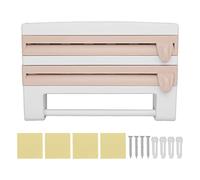 Culnflun Dispensador de película adhesiva, dispensador de envoltura, montaje en pared con cortador, no necesita perforación, para envolver papel de aluminio, toallas de papel, bols (Caqui)