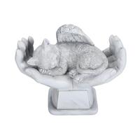 Culnflun Estatua Conmemorativa para Mascotas, decoración de jardín al Aire Libre, ángel con Manos de Dios, lápida fundida a Mano, Estatua de Tributo de ángel para Perro para (Cat)
