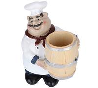 Culnflun Estatua de chef de resina, soporte para palillos de dientes, estatuilla de chef gorda linda, artesanía hecha a mano de estilo rústico retro para decoración de mesa de coci