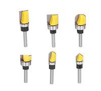 Culnflun Flush Trim Bit Router Bits Set 6Pcs 6mm Shank Non Kickback Design Tungsten Carbide Blades PTFE Coated for Woodworking Hand Made Drawers Furniture Making