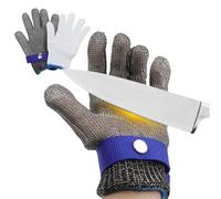 Culnflun guante de alambre de acero inoxidable, guante de malla metálica de acero inoxidable resistente al corte para cortar carne con motosierra (M)