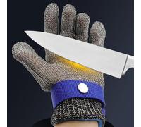 Culnflun guante de alambre de acero inoxidable, guante de malla metálica de acero inoxidable resistente al corte para cortar carne con motosierra (L)