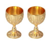 Culnflun Juego de copas doradas de 2 uds, copa dorada en miniatura de copa de vino Retro de 30ML para decoración de viaje, colección del hogar (calabaza dorada)