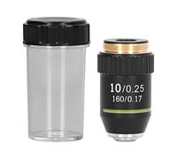 Culnflun Lente Objetivo de microscopio acromático 10X, Interfaz roscada RMS de 20,2 mm 0,25 NA, reemplazo Cromado de Cobre para microscopios biológicos estándar