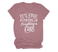 Culnflun Letra Impresa Top Top Summer Canneck Camiseta de Moda de Moda de Gran tamaño Camiseta para Mujeres (M)