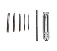 Culnflun Llave de trinquete con mango en T ajustable con 5 grifos M3-M8, llave de soporte de grifo de acero inoxidable para escariador de grifo y extracción de tornillos