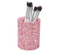 Culnflun Makeup Brush Organizer, Cosmetic Brush Storage Box Portable Travel Makeup Brush Holder Large Capacity PU Material Pink Sequins Design for Home Travel Vanity