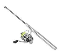 Culnflun - Mini caña de pescar en forma de bolígrafo y combos de carrete, caña portátil de bolsillo retráctil, con rueda de carrete para pesca al aire libre (plata)