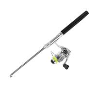 Culnflun - Mini caña de pescar en forma de bolígrafo y combos de carrete, caña portátil de bolsillo retráctil, con rueda de carrete para pesca al aire libre (Negro)