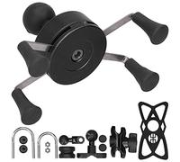 Culnflun Mobile Phone Holder Universal X Shape Handlebar Mount Spring Loaded Design with Rubber Caps for Motorcycle Scooter Bike Riding Plastic Metal 1 Holder 13 Accessorie (B (Black))