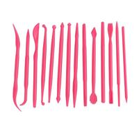 Culnflun Plastic Clay Sculpting Set Polymer Modeling Tools 14Pcs DIY Pottery Shaper Hand Tool Kit for Soft Clay Fondant Cake Art Craft Pink Rose Red Yellow 4.7in (Rose Red)