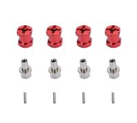 Culnflun RC Wheel Hex Spacers Metal Locking Lug Nut 4PCS 12mm Dia 15mm Length Hex Hub Extension Multi-Functional Stability RC Cars (Red)