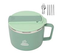 Culnflun Tazón de fideos, tazón ramen 304 acero inoxidable 5.5x5.9x4.3in tazón portátil de cocina portátil con spork de tapa y palillos 1200ml para la oficina en casa Dormo de (Green)