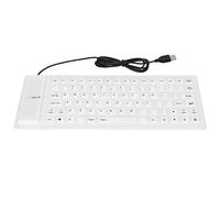 Culnflun Teclado de Silicona Totalmente Sellado Resistente a la Intemperie USB Plegable USB Suave Suave Silencio cómodo 85 Teclas Teclas de Teclas para la Oficina de la portátil de (Blanco)
