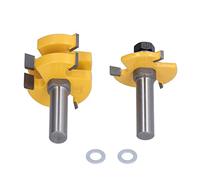 Culnflun Tongue Groove Router Bit T Shape 3 Teeth 1 Bearing Woodworking Milling Cutter 1/2in Shank For Cabinet Door Frame Joints DIY Projects