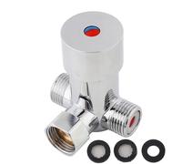Culnflun Válvula de mezcla de agua, control de temperatura de mezcladora de válvula de agua fría G1/2, válvula de 3 maneras de control de temperatura de mezclador termostático de l