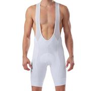 Culotte Ciclismo Hombre Culotte corto de ciclismo con tirantes en color blanco y negro con puños cortados a láser y almohadilla de gel 9D en la parte inferior elástica Ropa Ciclismo Hombre(White bib,L