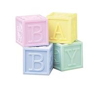 Culpitt Baby Blocks - Decoración para tartas, 4 piezas, bloques multicolor B-A-B-Y para baby shower, bautizo, cumpleaños, apto para alimentos