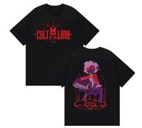 Cult of The Lamb Camiseta Impresión Doble Cara, Algodón Oversize Unisex, Indie Game Gamer Streetwear Top para Hombre Mujer-Black||s