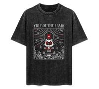 Cult of The Lamb Goat Hipster Mens Funny Unisex T-Shirts Graphic Print Black tee XXL
