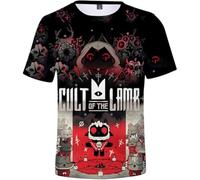 Cult of The Lamb Merch - Camiseta de manga corta con estampado retro en 3D, unisex, ropa casual Harajuku, Estilo1, 3XL Alto