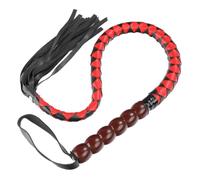Cultiproyecto de Cuero 36", látigo para Juegos BDSM, con Mango beadado y Detalles Rojo Negro, Ideal para fetiches, Role Playing y Pareja