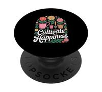 Cultiva la felicidad Diseño de jardinería floral PopSockets PopGrip Adhesivo
