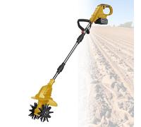 Cultivador InaláMbrico, Cultivador EléCtrico De JardíN De 270 Rpm Para Arar, Desherbar, Remover Tierra, Plantar En Bancales Altos, Eliminar Maleza Y Cultivar,Yellow-FourBlades-2batteries