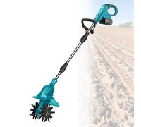 Cultivador InaláMbrico, Cultivador EléCtrico De JardíN De 270 Rpm Para Arar, Desherbar, Remover Tierra, Plantar En Bancales Altos, Eliminar Maleza Y Cultivar,Blue-FourBlades-2batteries