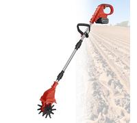 Cultivador InaláMbrico, Cultivador EléCtrico De JardíN De 270 Rpm Para Arar, Desherbar, Remover Tierra, Plantar En Bancales Altos, Eliminar Maleza Y Cultivar,Red-DualBlades-2batteries