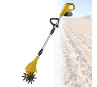Cultivador InaláMbrico, Cultivador EléCtrico De JardíN De 270 Rpm Para Arar, Desherbar, Remover Tierra, Plantar En Bancales Altos, Eliminar Maleza Y Cultivar,Yellow-DualBlades-2batteries