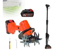 Cultivador InaláMbrico Mini,Motocultor EléCtrico De JardíN De 21V,235 Rpm,Incluye BateríAs, Ancho De Labranza De 10 Cm, Microcultivador Manual Para Desherbar,With1.3mExtension-1battery