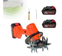Cultivador InaláMbrico Mini,Motocultor EléCtrico De JardíN De 21V,235 Rpm,Incluye BateríAs, Ancho De Labranza De 10 Cm, Microcultivador Manual Para Desherbar,Electrictiller-2batteries