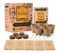 CULTIVEA® Mini Kit Huerto de Verduras Vintage - 100% Semillas Bio- Idea de Regalo (Remolacha, frijol enano, coliflor natalina Romanesco, zanahoria roja, Butternut, remolacha amarilla, soja)