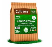 CULTIVERS Abono para Césped Ecológico 10 kg (hasta 500 m²) Fertilizante Granulado de Origen Vegetal con Liberación Lenta, NPK 8-1-5, 74% Materia Orgánica y Ácidos Húmicos