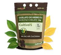 CULTIVERS Quelato de Hierro Ecológico 1 kg | Abono soluble con Hierro Fe-EDDHA 6% (orto-orto 4,8%) para Plantas y Cultivos en Suelos con Baja Disponibilidad de Hierro