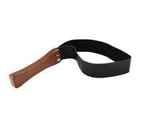 Cultivo de cuero con mango de madera antideslizante, látigo ecuestre de 19 x 2 pulgadas para entrenamiento de caballos y equitación, piel sintética y madera maciza (negro)