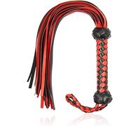 Cultivo de equitación de 23 pulgadas, látigo ecuestre de piel sintética rojo y negro para entrenamiento, equipo de equitación para jinetes y entrenadores