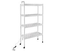Cultivo Hidroponico 4 Capas PVC-U 3W Hydroponics Growing System Kit con 108 Agujeros 12 Tubos Torre Hidropónica Kit de Cultivo con Cestas de plantación Almohadillas Ajustables para Los Pies