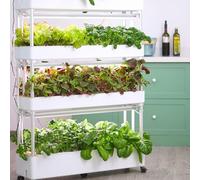 Cultivo hidropónico con luces LED de cultivo automatizadas, cultivo vertical para jardines de interior, equipo de cultivo sin suelo con jardinera inteligente de múltiples capas,64holes