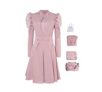 cultofmoon Disfraz de cosplay de Glinda, vestido rosa, manga abultada, blusa, falda, juego de bruja, elegante, vintage, traje para mujer, Halloween, carnaval